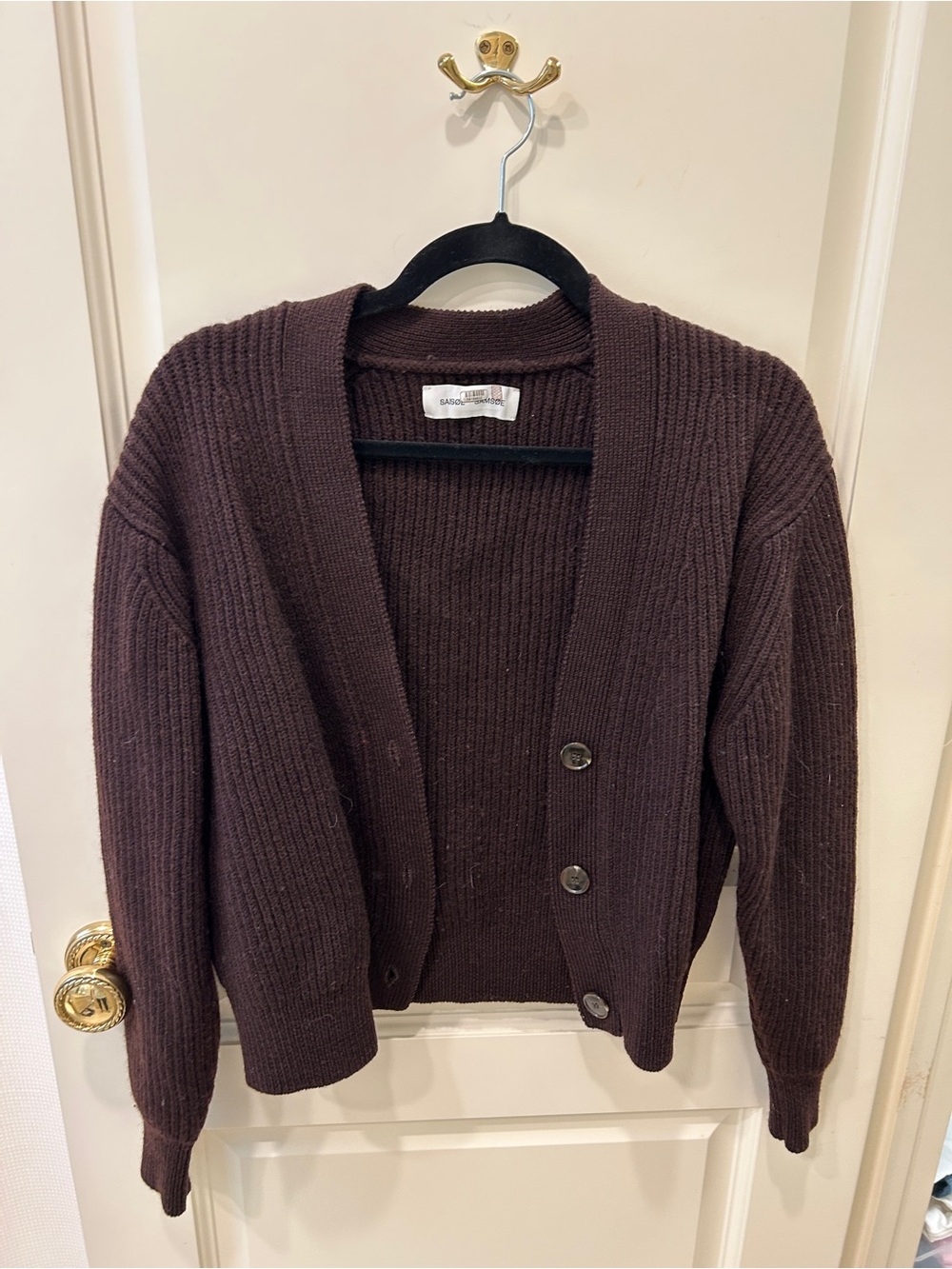 Samsoe Samsoe Brown Chunky Rib-Knit Cardigan